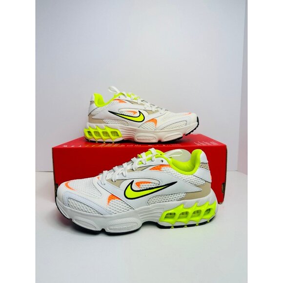 7 Women’s Nike Zoom Air Fire white neon volt CW3876-104 Sneakers Shoes - Picture 4 of 8
